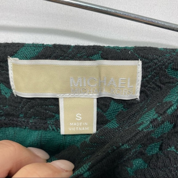 NWT-Michael Kors-Green and Black Embroidered Straight Skirt S - Picture 5 of 7